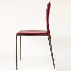 Art. 34/29, Raffinata sedia in metallo, rivestita in cuoio