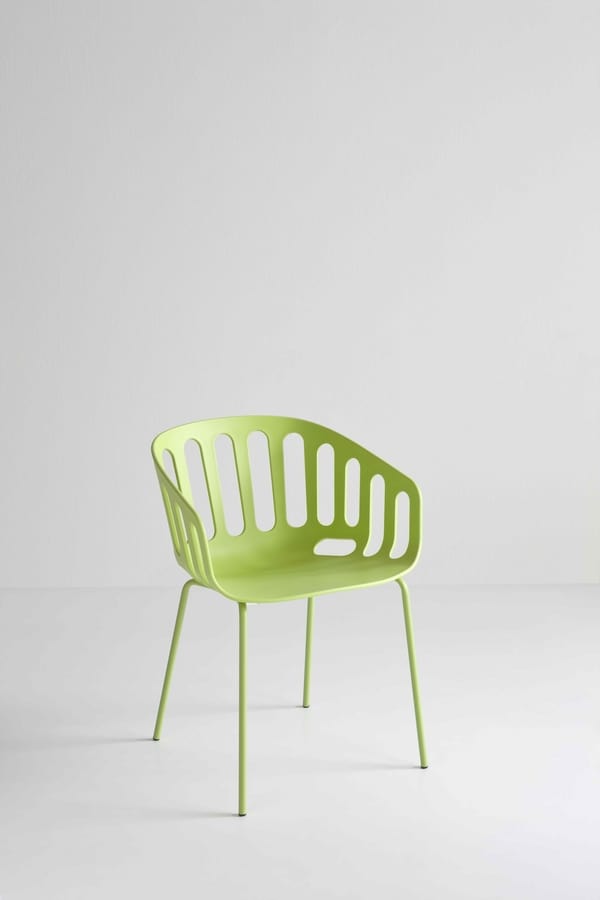 Basket Chair NA, Sedia con base in metallo, seduta in tecnopolimero