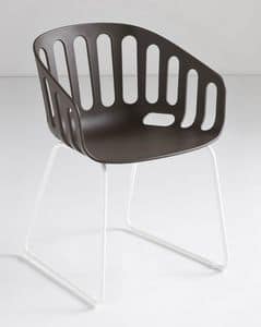 Basket Chair ST, Sedia con base a slitta in metallo, scocca in polimero