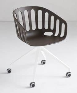 Basket Chair UR, Sedia girevole con base in alluminio a 4 razze, con ruote