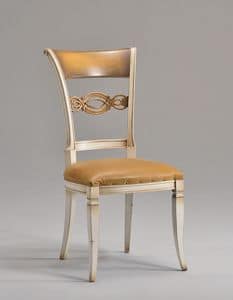 CHIMERA sedia 8524S, Sedia in stile classico con schienale in legno intagliato