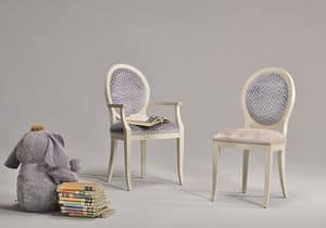 KORA sedia 8304S, Sedia in stile classico, con seduta e schienale imbottiti