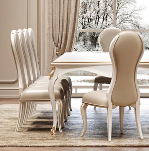 Incanto Art. C34401, Sedia da pranzo dalla forma sinuosa, gambe in legno laccato