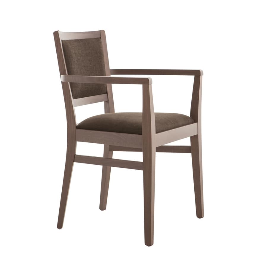 Comoda sedia con braccioli, in legno ed imbottita | IDFdesign