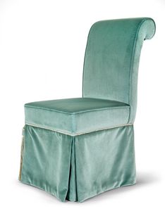 Poltroncina 25-1063, Poltroncina con rivestimento in velluto con gonna