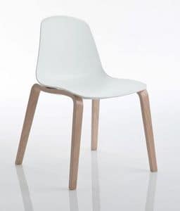 EPOCA EP2, Sedia in legno con scocca in plastica per uffici e case