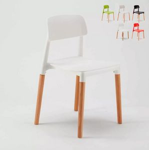 Sedie per Cucina e Bar Polipropilene e Legno Design Belloch Barcellona SB676BW, Sedia dal design moderno in legno e plastica