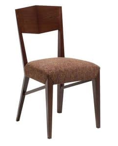 C31, Sedia in legno con seduta imbottita, ricoperta in tessuto, per ambienti contract