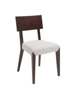C40, Sedia in legno, seduta imbottita e rivestita in tessuto, per ambienti contract e domestici