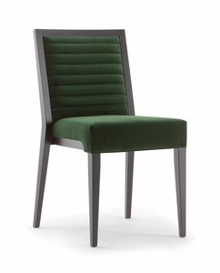 GINEVRA SIDE CHAIR 031 S, Sedia in legno massello, con seduta e schienale imbottiti