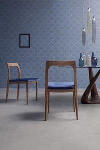 GLAM, Sedia con struttura in legno, personalizzabile con vari tessuti