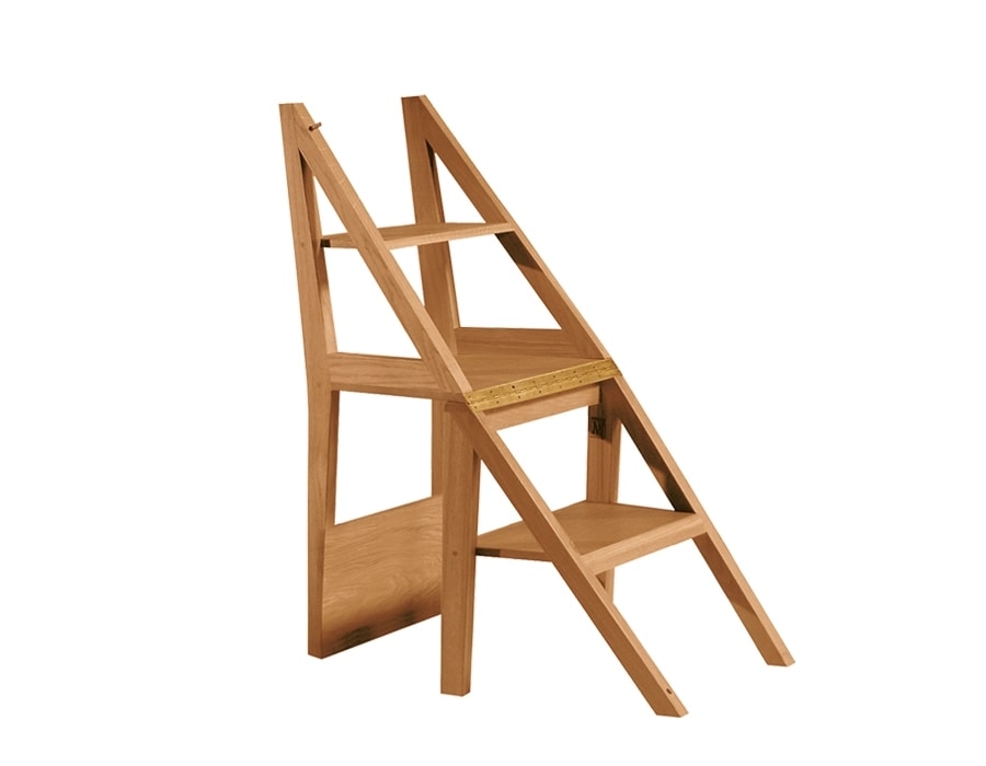 Sedia in legno trasformabile in scala