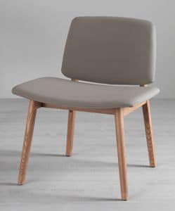 Luxy 604/606/608, Sedia con seduta larga, in legno ed eco-pelle