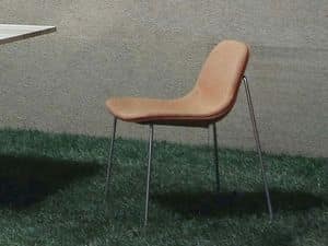 Arianna sedia, Sedia con doppia scocca in plastica imbottita, base in metallo