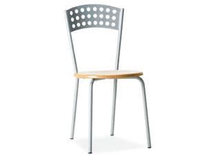 CINDY, Sedia in metallo con sedile in legno