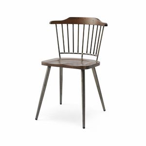 Unica, Sedia in metallo, con seduta e schienale in legno