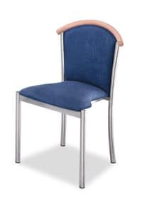 Art.Dolly, Sedia con struttura in acciaio cromato, seduta e schienale imbottiti, copertura in tessuto, per ambienti contract e domestici