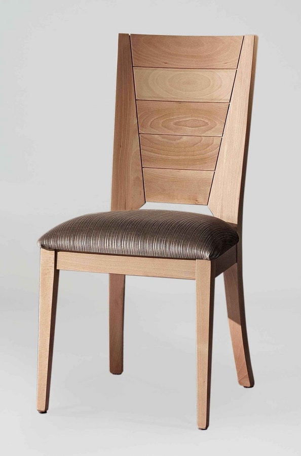 Set di 4 sedie moderne stile metà '900, con seduta imbottita di colore  bianco, gambe in legno di faggio massiccio, per camera da letto, cucina