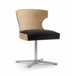 XIE SIDE CHAIR 052 S X, Sedia con base a croce, seduta imbottita