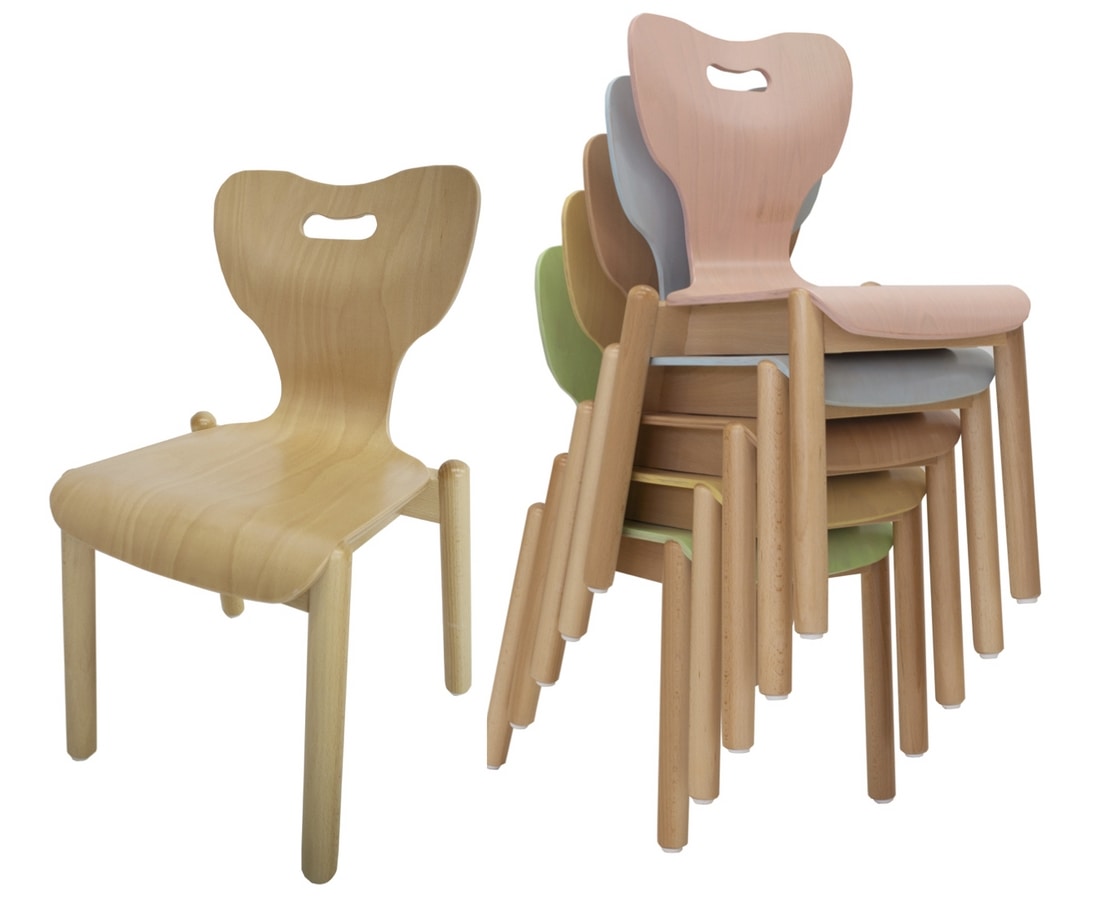 Sedia per bambini, impilabile, anatomica | IDFdesign