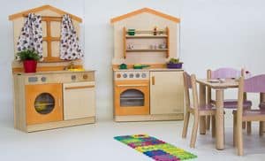 Mobiletti gioco, Mobili in legno per l'infanzia, giochi per bambini, creati con vernici atossiche