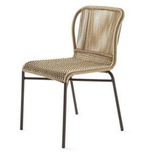 Cricket sedia, Sedia intrecciata, struttura in metallo, da giardino