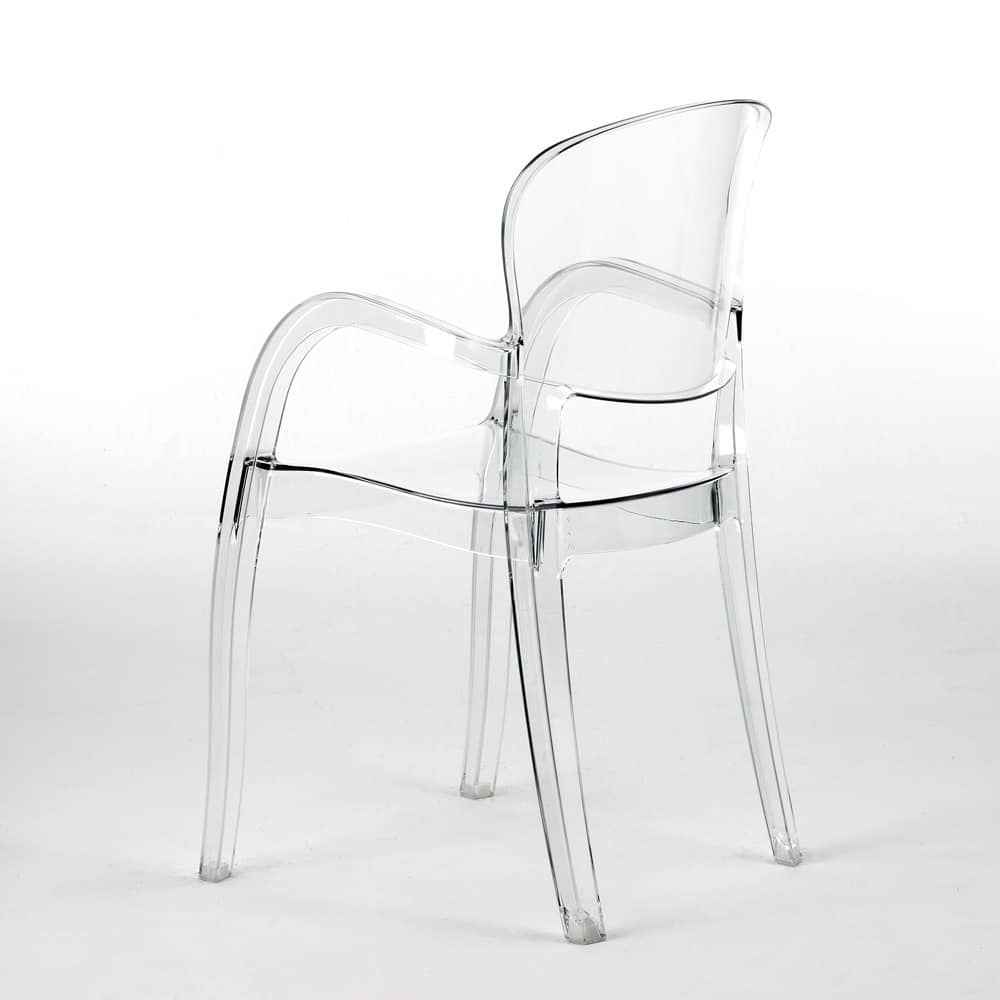 Sedia con braccioli, in policarbonato trasparente | IDFdesign
