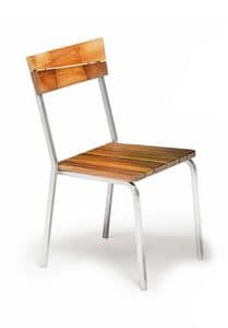 Sorrento/s, Sedia da esterno, in legno iroko e acciaio, impilabile