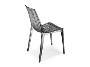 Tricot sedia, Sedia in policarbonato trasparente, per interni ed esterni