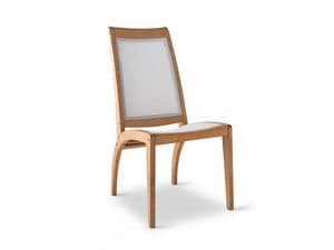 Wave sedia - textilene, Sedia in legno e materiale plastico, per esterni