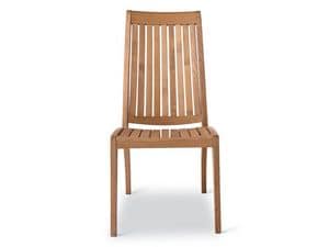 Wave sedia, Sedia resistente in legno, schienale a doghe verticali