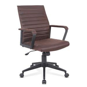 Poltrona ufficio sedia ecopelle ergonomica Linear  SU001LIN, Sedia ergonomica in eco-pelle, robusta, per ufficio