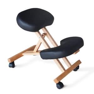 Sedia ortopedica legno ufficio  PN100LEG, Sedia per ufficio con ruote, ortopedica ed ergonomica