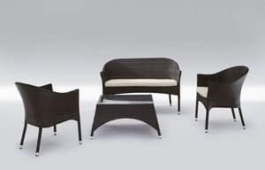 Rio Set, Seduta e tavolo moderno per uso esterno Patio