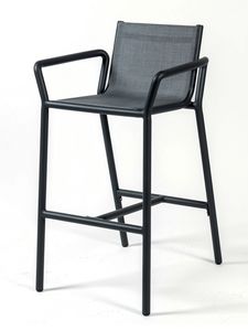 LIMA SG, Sgabello con braccioli, in alluminio e textilene