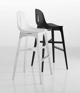 Gotham/w-sg, Sgabello in legno e plastica, per Ristorante, Hotel, Albergo