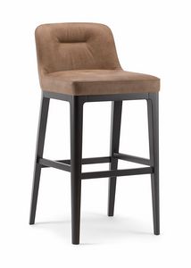 LOTUS BAR STOOL 063 SG, Sgabello rivestito in pelle o tessuto