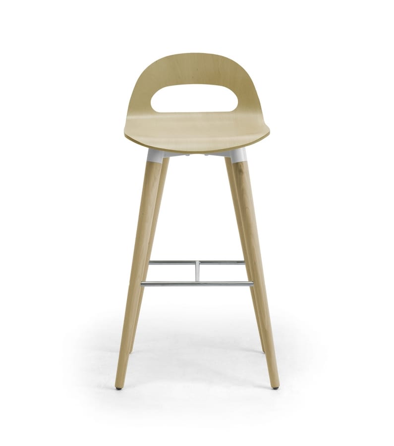 Samba Wood stool 4G, Sgabello con gambe e scocca in legno
