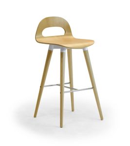 Samba Wood stool 4G, Sgabello con gambe e scocca in legno