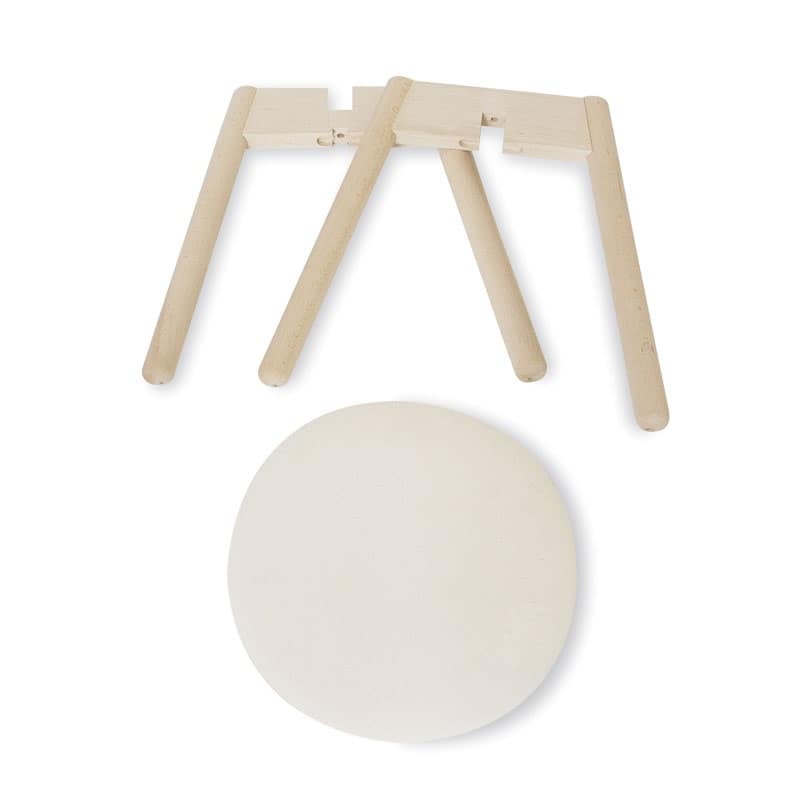 3 Pagen Sgabello Multifunzione Con Contenitore - 36 Cm Grigio - Seduta, Poggiapiedi E Tavolino Con Piano In Legno