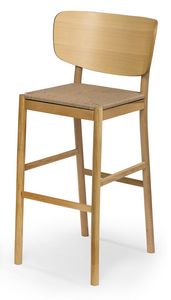 Viky straw stool, Sgabello in legno con seduta in paglia