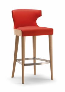 XIE BAR STOOL 053 SG, Sgabello in legno, con avvolgente schienale