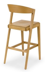 Zanna wood stool, Sgabello in legno per osterie e bar