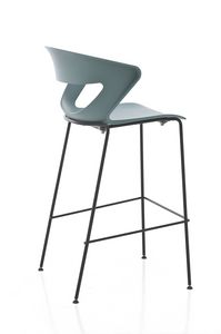 Kicca stool, Sgabello in metallo e polipropilene, disponibile anche imbottito
