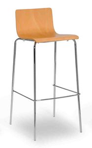 Lilly stool, Sgabello in metallo con scocca in legno