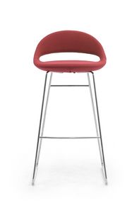 Samba Stool slitta, Sgabello con base in tondino, con scocca imbottita