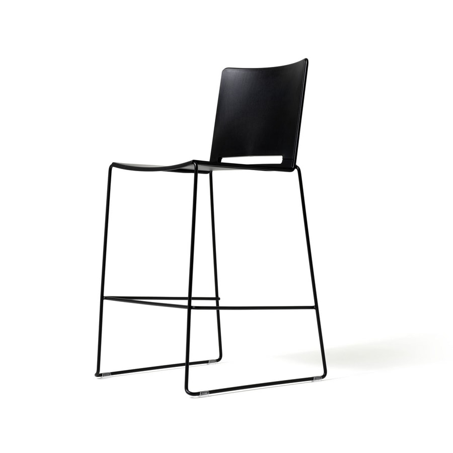 Slim stool, Sgabello colorato, in metallo, per aree break, bar, cucine