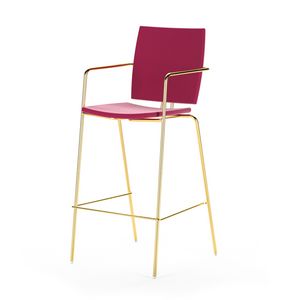 Twin SG, Sgabello in metallo con braccioli, con imbottiture dal comfort elevato