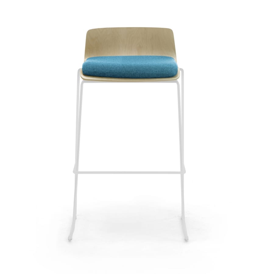 Zerosedici Wood stool, Sgabello con base a slitta in metallo