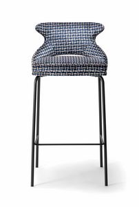 WINGS BARSTOOL WITH METAL BASE 076 SGL, Sgabello con base in metallo